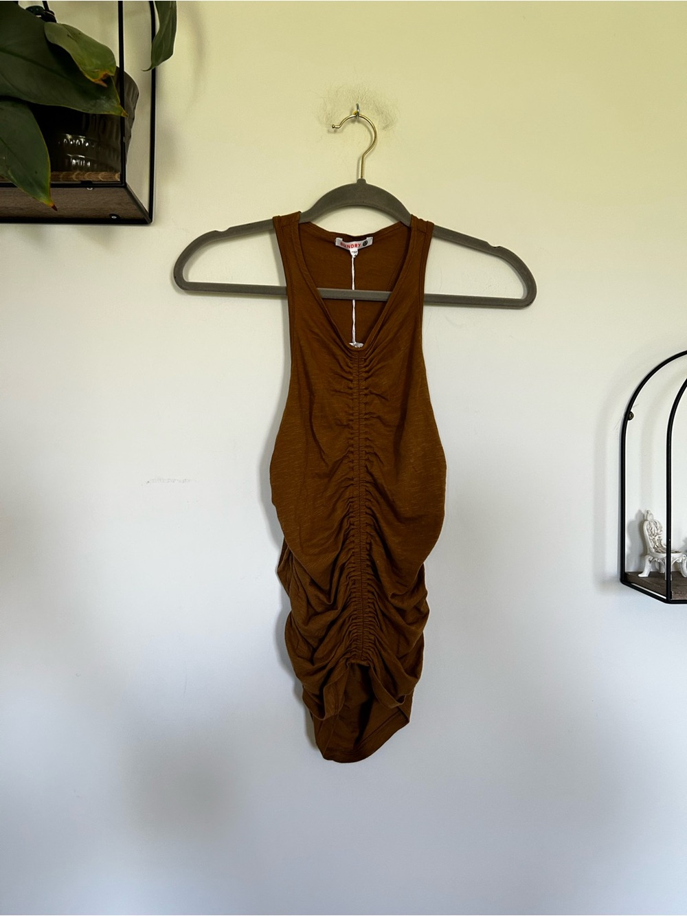 NWT Sundry Deep V Neck Ruched Sleeveless Tank Top Size 0/XS